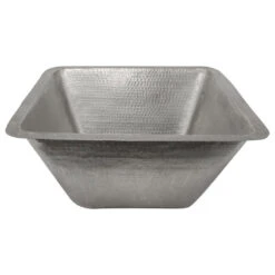 Premier Copper Products 17" Large Square Hammered Copper Bar/Prep Sink, Nickel