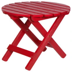 Shine Company 4118CR Adirondack Round Folding Table Hydro-Tex Finish, Chili Red