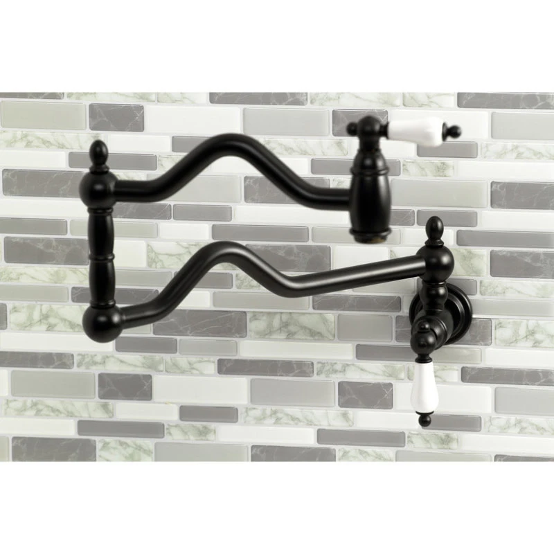 Kingston Brass KS2100PL Heritage Wall Mount Pot Filler, Matte Black 6 Kingston Brass KS2100PL Heritage Wall Mount Pot Filler, Matte Black - Image 4