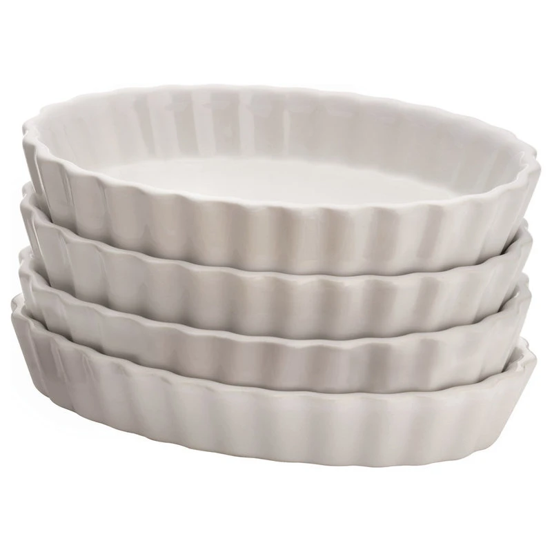 Chef's Tools 4-Piece Oval Creme Brelee Ramekin Set, White 3 Chef's Tools 4-Piece Oval Creme Brelee Ramekin Set, White