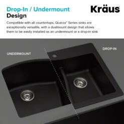 Quarza 33" Drop-In Undermount Granite Composite 60/40 Kitchen Sink, Brown 20 Quarza 33" Drop-In Undermount Granite Composite 60/40 Kitchen Sink, Brown -Whole House Kitchenware e1512dc903518cd4 9104 w800 h800 b0 p0