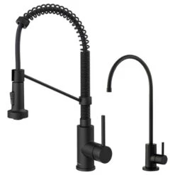Purita Water Dispenser With Bolden Pulldown Kitchen Faucet, Matte Black