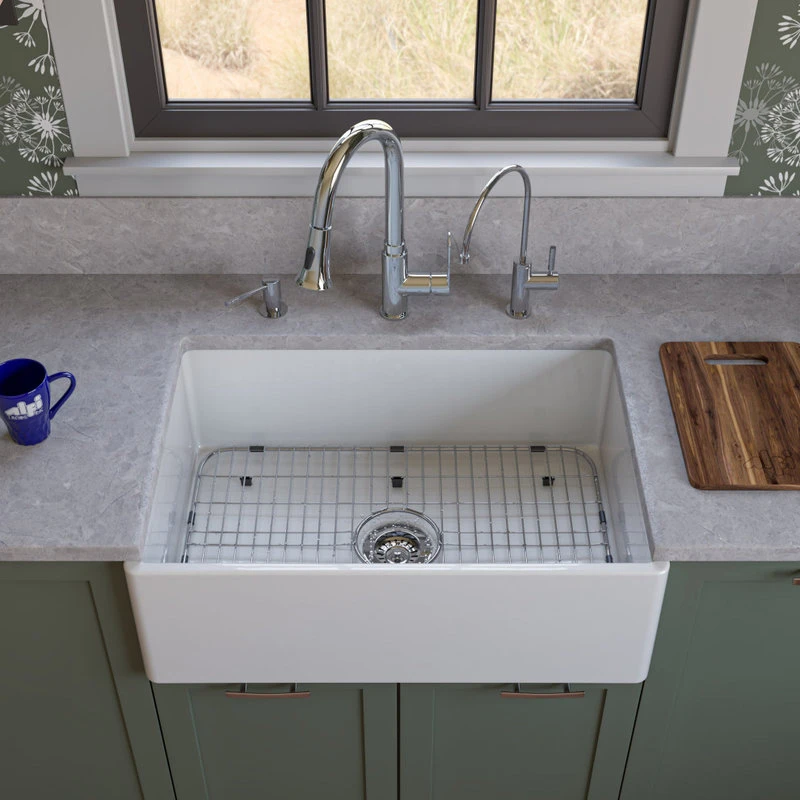 Alfi Brand White 30" Contemporary Smooth Apron Fireclay Farmhouse Kitchen Sink 4 Alfi Brand White 30" Contemporary Smooth Apron Fireclay Farmhouse Kitchen Sink - Image 2
