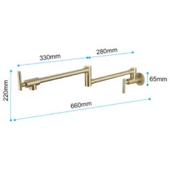 Wellfor Pot Filler Faucet Wall Mount, 4 GPM Flow Rate, Brushed Gold -Whole House Kitchenware e4e14ad001d50bea 9069 w800 h800 b1 p0