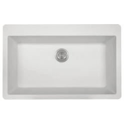 T848 Topmount Single Bowl Quartz Kitchen Sink, White, No Additional Accessories