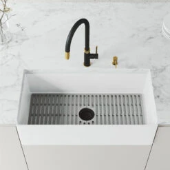 VIGO Bristol Pull-Down Kitchen Faucet With Soap Dispenser, Matte Brushed Gold/Ma -Whole House Kitchenware e601331f0f8ece78 6676 w800 h800 b0 p0