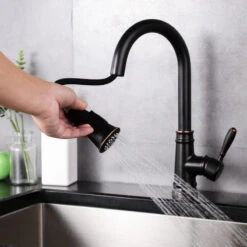 Single Handle High Arc Pull Out Kitchen Faucet In Oil Rubbed Bronze Finish -Whole House Kitchenware e701b49d0f209c73 0097 w800 h800 b0 p0