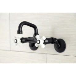 Kingston Brass KS612MB Two-Handle Wall Mount Bar Faucet, Matte Black -Whole House Kitchenware e7818ec9013a5655 0681 w800 h800 b0 p0