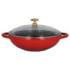 Chasseur 7-inch Red French Enameled Cast Iron Wok With Glass Lid -Whole House Kitchenware e7e1ea530a85c776 5358 w800 h800 b1 p0
