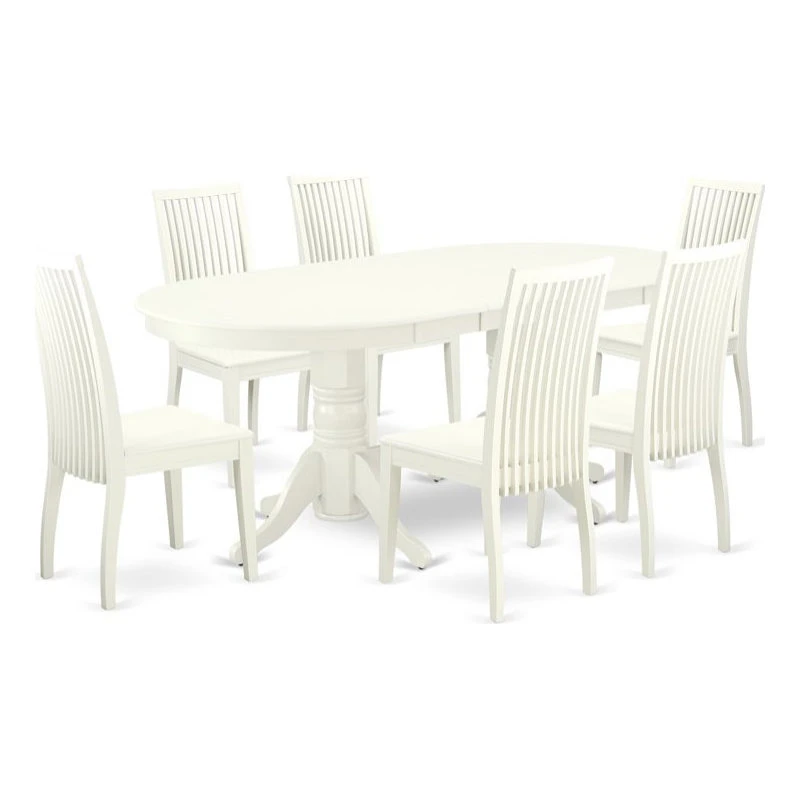 East West Furniture Vancouver 7-piece Wood Kitchen Set In Linen White 3 East West Furniture Vancouver 7-piece Wood Kitchen Set In Linen White
