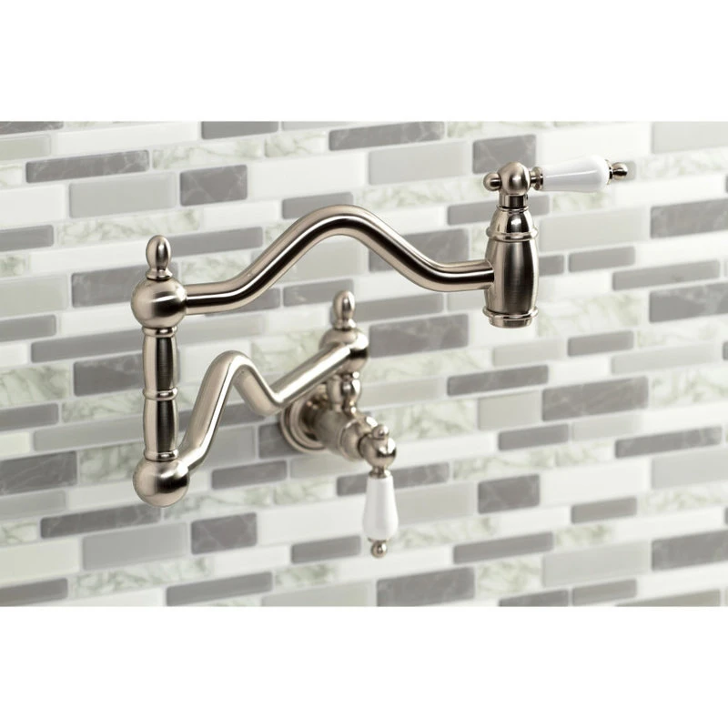 Kingston Brass KS2108PL Heritage Wall Mount Pot Filler, Brushed Nickel 5 Kingston Brass KS2108PL Heritage Wall Mount Pot Filler, Brushed Nickel - Image 3