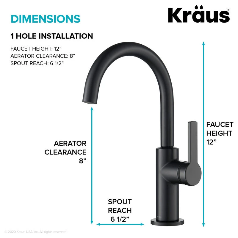 Oletto 1-Handle 1-Hole Kitchen Bar Faucet Matte Black (Model KPF-2822MB) 8 Oletto 1-Handle 1-Hole Kitchen Bar Faucet Matte Black (Model KPF-2822MB) - Image 6