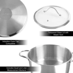 6 Quart Stock Pot-Stainless Steel Pot, Lid By Classic Cuisine -Whole House Kitchenware eb9145cb0a60cbe3 3093 w800 h800 b0 p0
