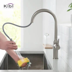 KIBI Hilo Single Handle Pull Down Kitchen Faucet, Brush Nickel, W/O Soap Dispens -Whole House Kitchenware eba167a20f1b535b 3578 w800 h800 b0 p0