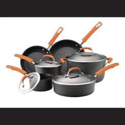 Hard-Anodized Nonstick 10-Piece Cookware Set, Gray, Orange Handles -Whole House Kitchenware ec51aa0b06c35728 6351 w800 h800 b0 p0