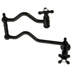 Kingston Brass KS2100AX Heritage Wall Mount Pot Filler, Matte Black