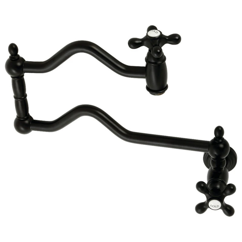 Kingston Brass KS2100AX Heritage Wall Mount Pot Filler, Matte Black 3 Kingston Brass KS2100AX Heritage Wall Mount Pot Filler, Matte Black