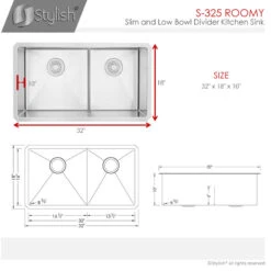 32" X 18" Stainless Steel Double Basin Low Divider Undermount Kitchen Sink 21 32" X 18" Stainless Steel Double Basin Low Divider Undermount Kitchen Sink -Whole House Kitchenware edc13fb00e970f4d 0421 w800 h800 b1 p0