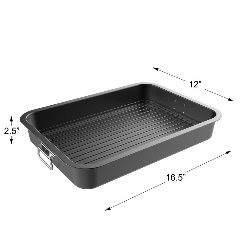 Classic Cuisine Roasting Pan Flat Rack Nonstick Oven Roaster And Removable Tray 4 Classic Cuisine Roasting Pan Flat Rack Nonstick Oven Roaster And Removable Tray - Image 2