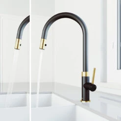 VIGO Bristol Kitchen Faucet, Matte Brushed Gold/Matte Black -Whole House Kitchenware f051420b0f60b927 3060 w800 h800 b0 p0