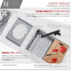 27 Inch Workstation Single Bowl Undermount 16 Gauge Stainless Steel Kitchen Sink -Whole House Kitchenware f12114ef0fffcc93 5556 w800 h800 b0 p0