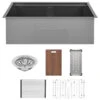 Tourner 32x19 Stainless Steel, Single Basin, Undermount Kitchen Sink, Black
