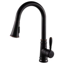 Single Handle High Arc Pull Out Kitchen Faucet In Oil Rubbed Bronze Finish