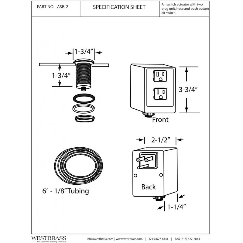 Disposal Air Switch And Dual Outlet Control Box, Satin Nickel 4 Disposal Air Switch And Dual Outlet Control Box, Satin Nickel - Image 2