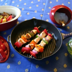 Chasseur 10" Round French Enameled Cast Iron Grill Pan, Red 10 Chasseur 10" Round French Enameled Cast Iron Grill Pan, Red -Whole House Kitchenware f39185d70ba4fa6e 8676 w800 h800 b0 p0