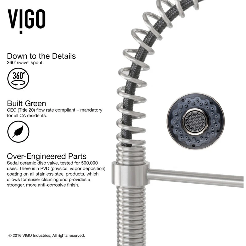 VIGO Edison Pull-Down Kitchen Faucet, Stainless Steel 10 VIGO Edison Pull-Down Kitchen Faucet, Stainless Steel - Image 8