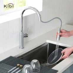 KIBI Hilo Single Handle Pull Down Kitchen Faucet, Chrome, W/O Soap Dispenser -Whole House Kitchenware f4a13f580f1b5351 9913 w800 h800 b0 p0