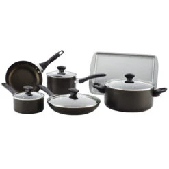 Farberware Dishwasher Safe Nonstick 15-Piece Cookware Set, Black -Whole House Kitchenware f5d135be06cb5c08 8129 w800 h800 b1 p0