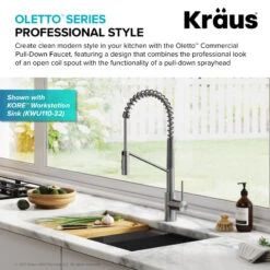 Oletto Commercial 2-Function Pull-Down 1-Handle 1-Hole Kitchen Faucet, SFS Steel -Whole House Kitchenware f6c1a20c00e5e9c8 5676 w800 h800 b0 p0