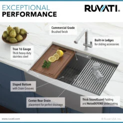 Ruvati RVH9200 Apron Front 16 Gauge 33" Kitchen Sink Single Bowl -Whole House Kitchenware f6e1786d00bf9ecd 4612 w800 h800 b0 p0