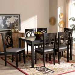 Lenoir Modern Grey Fabric Espresso Brown Finished Wood 7-Piece Dining Set -Whole House Kitchenware f7c1b6650e9d2490 8052 w800 h800 b0 p0
