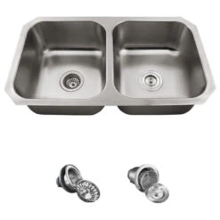 US1022 Double Bowl Stainless Steel Sink, Ensemble