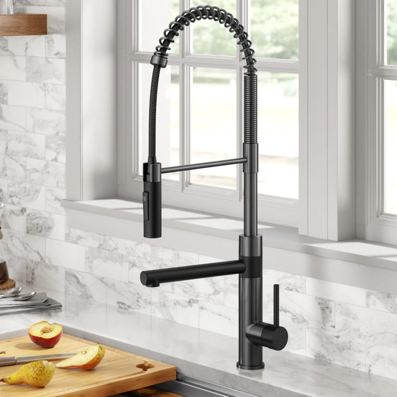 2-Function 1-Handle Pulldown Pot Filler Kitchen Faucet, Matte Black/Stainless 4 2-Function 1-Handle Pulldown Pot Filler Kitchen Faucet, Matte Black/Stainless - Image 2