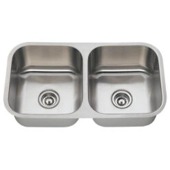 502A Equal Double Bowl Stainless Steel Sink, 16-Gauge, No Additional Accessories