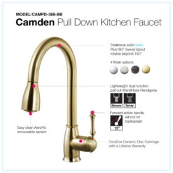 Camden Pull Down Kitchen Faucet With CeraDox Technology, Brushed Brass -Whole House Kitchenware fb41ffc00aeb3d66 8255 w800 h800 b0 p0