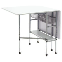 Hobby And Craft Height Adjustable Cutting Table With Drawers, White