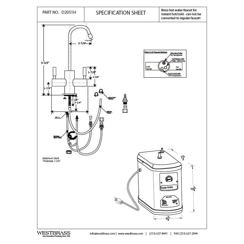 Contemporary 10" Hot And Cold Water Dispenser And Tank In Polished Nickel 4 Contemporary 10" Hot And Cold Water Dispenser And Tank In Polished Nickel - Image 2