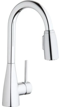 Elkay Avado Bar Faucet With Pull-Down Spray And Forward Only Handle, Chrome