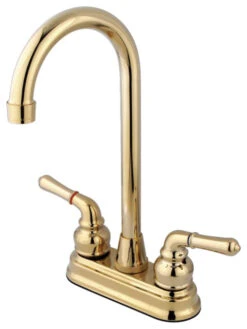 Kingston Brass Two-Handle 4" Centerset Bar Faucet, Polished Brass