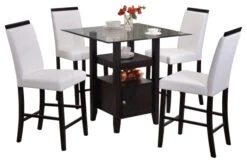 Pilaster Designs, 5-Piece Counter Height Dining Set, Table And 4 Chairs, White