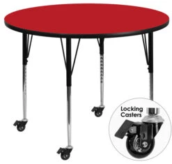 Delacora FF-XU-A48-RND-H-A-CAS-GG 48 Inch Round Steel Framed Wood - Red