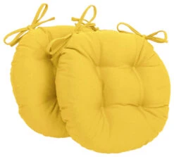 16" Solid Twill Round Tufted Chair Cushions, Set Of 2, Sunset