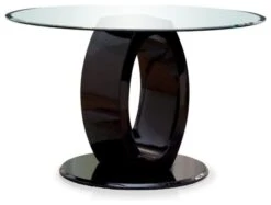 Furniture Of America Glass Top Round Dining Table In Black