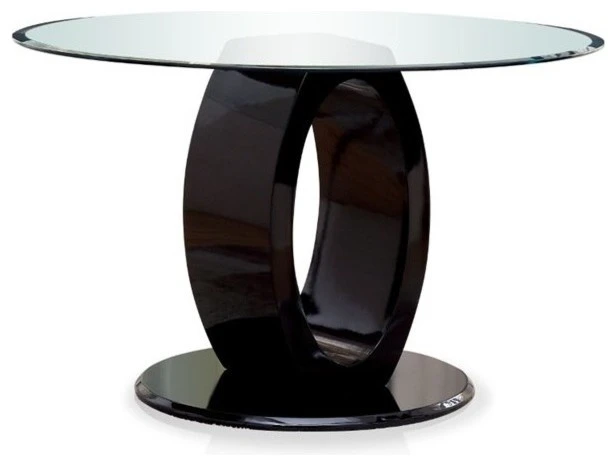 Furniture Of America Glass Top Round Dining Table In Black 3 Furniture Of America Glass Top Round Dining Table In Black