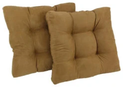 19" Squared Microsuede Tufted Dining Chair Cushion, Set Of 2, Camel