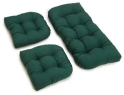 U-Shaped Twill Tufted Settee Cushion Set, Set Of 3, Green